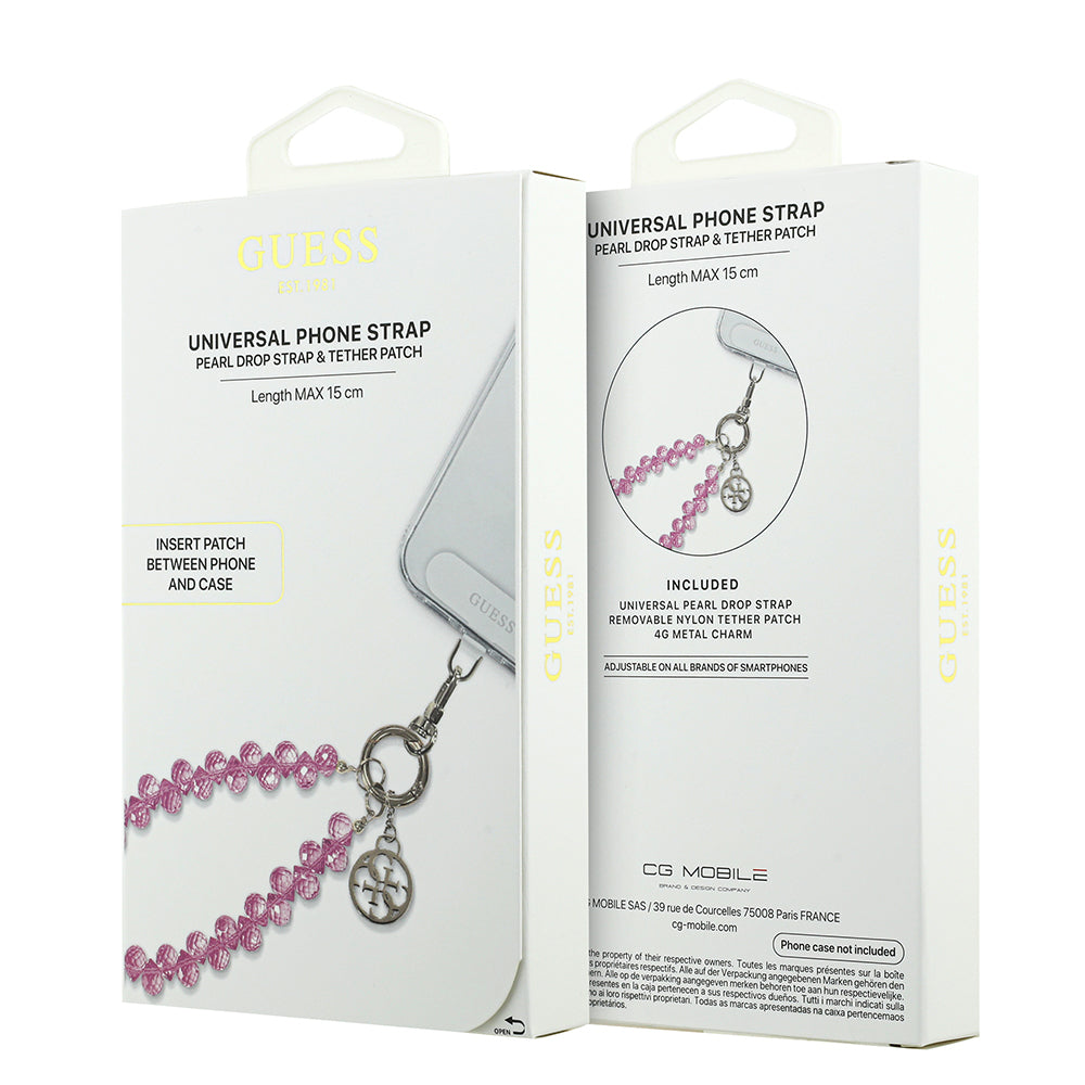 Guess Orjinal Lisanslı 4G Metal Logolu Kristal Taşlı Telefon Bilek Askı Zinciri