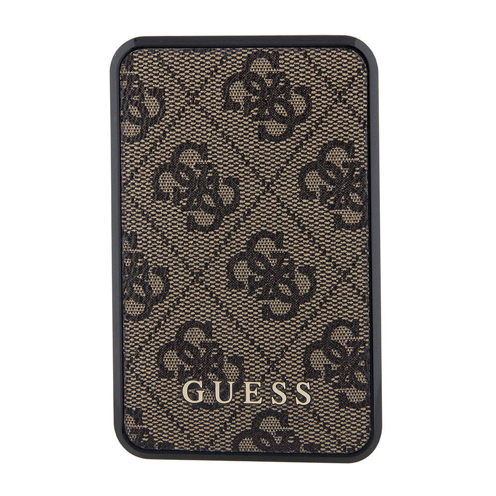 Guess Orjinal Lisanslı Dijital Led Göstergeli PU Deri 4G Desenli Metal Yazı Logolu Powerbank 10000mAh 18W