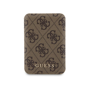 Guess Orjinal Lisanslı Dijital Led Göstergeli PU Deri 4G Desenli Metal Yazı Logolu Powerbank 5000mAh 15W