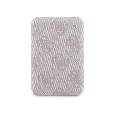 Guess Orjinal Lisanslı Dijital Led Göstergeli PU Deri 4G Desenli Metal Yazı Logolu Powerbank 5000mAh 15W Mavi