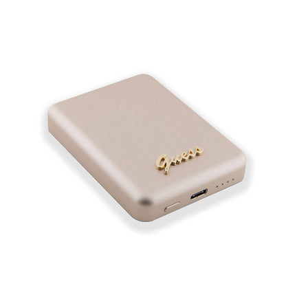 Guess Orjinal Lisanslı M-safe Şarj Özellikli Metal Yazı Logolu Powerbank 3000mAh 5W