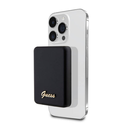 Guess Orjinal Lisanslı M-safe Şarj Özellikli Metal Yazı Logolu Powerbank 5000mAh 15W