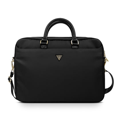 Guess Orjinal Lisanslı Naylon Kumaş Metal Üçgen Logolu Omuz Askılı 15-16 inç Laptop Çantası