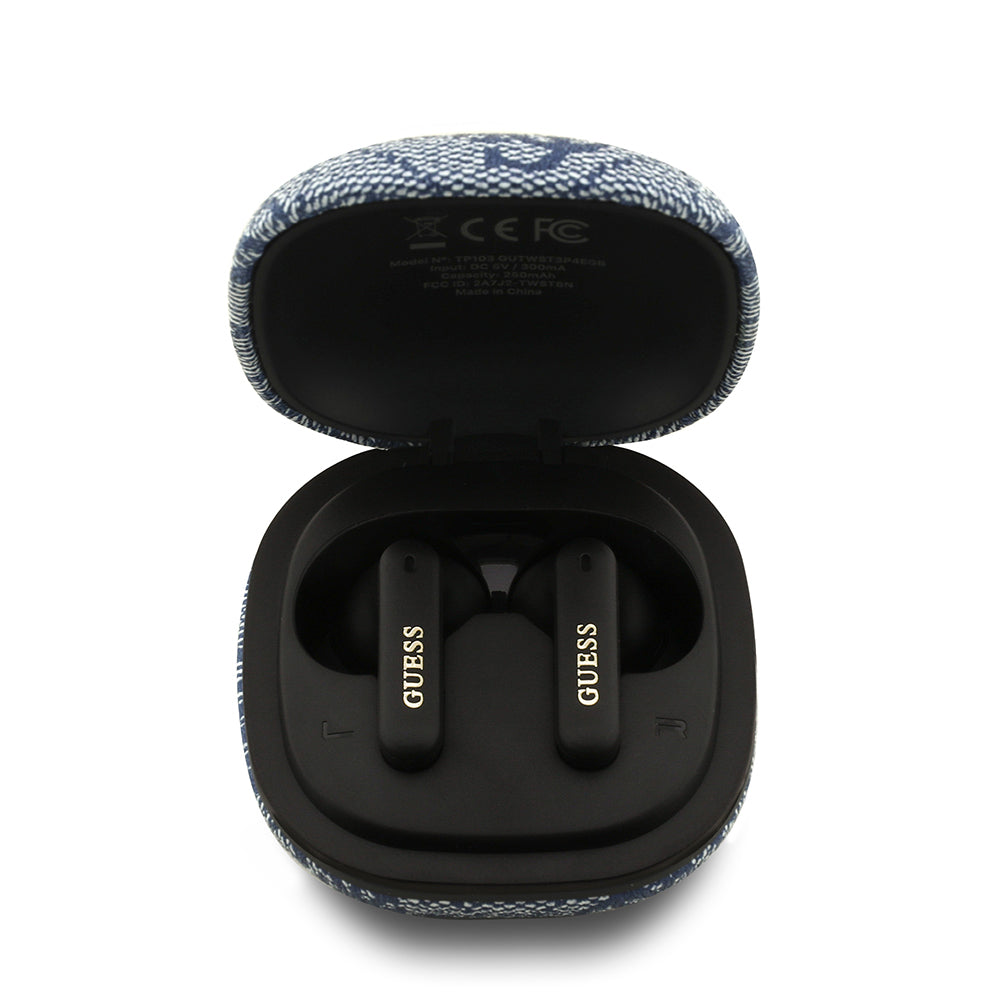 Guess Orjinal Lisanslı PU 4G Desenli Klasik Metal Yazı Logolu TWS Kulak İçi Bluetooth Kulaklık
