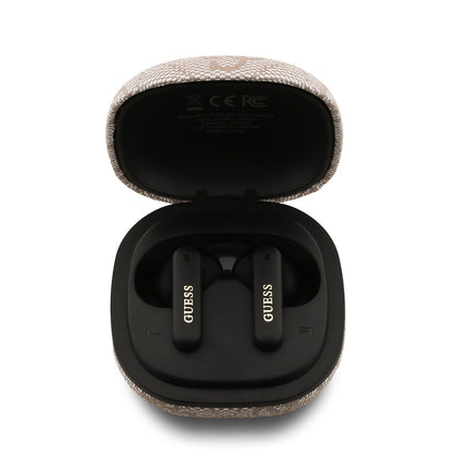 Guess Orjinal Lisanslı PU 4G Desenli Klasik Metal Yazı Logolu TWS Kulak İçi Bluetooth Kulaklık