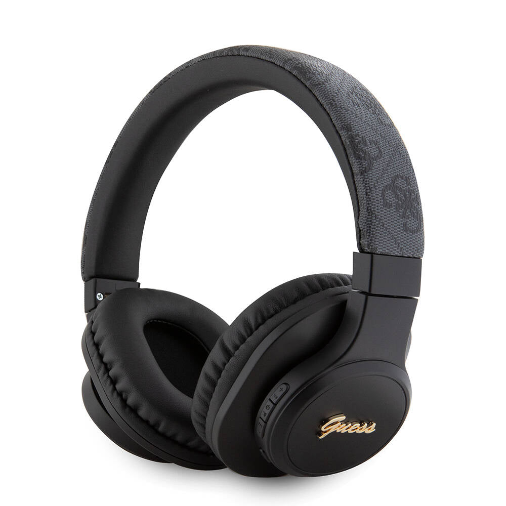 Guess Orjinal Lisanslı PU 4G Desenli Metal Yazı Logolu Tone On Tone Kulak Üstü Bluetooth Kulaklık Kahverengi