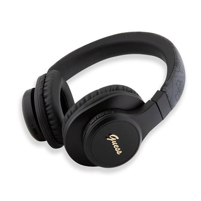 Guess Orjinal Lisanslı PU 4G Desenli Metal Yazı Logolu Tone On Tone Kulak Üstü Bluetooth Kulaklık Kahverengi