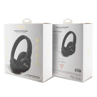 Guess Orjinal Lisanslı PU 4G Desenli Metal Yazı Logolu Tone On Tone Kulak Üstü Bluetooth Kulaklık Pembe