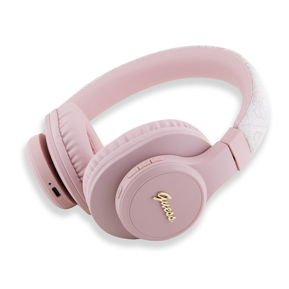 Guess Orjinal Lisanslı PU 4G Desenli Metal Yazı Logolu Tone On Tone Kulak Üstü Bluetooth Kulaklık
