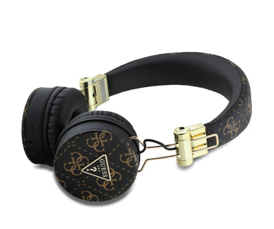Guess Orjinal Lisanslı PU Desenli Metal Üçgen Logolu Kulak Üstü Bluetooth Kulaklık Siyah