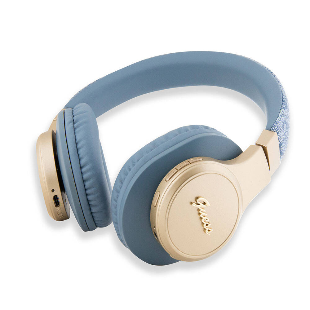 Guess Orjinal Lisanslı Script Gold Serisi Metal Yazı Logolu 4G Desenli Bluetooth Kulaklık Kahverengi
