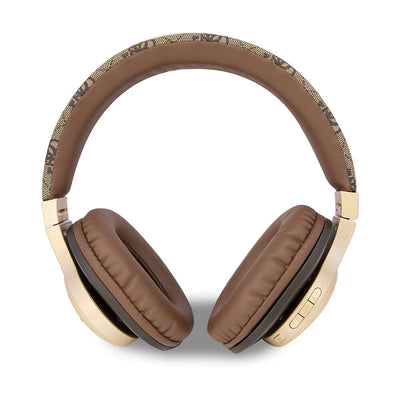 Guess Orjinal Lisanslı Script Gold Serisi Metal Yazı Logolu 4G Desenli Bluetooth Kulaklık Kahverengi