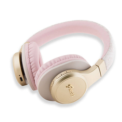 Guess Orjinal Lisanslı Script Gold Serisi Metal Yazı Logolu 4G Desenli Bluetooth Kulaklık Kahverengi