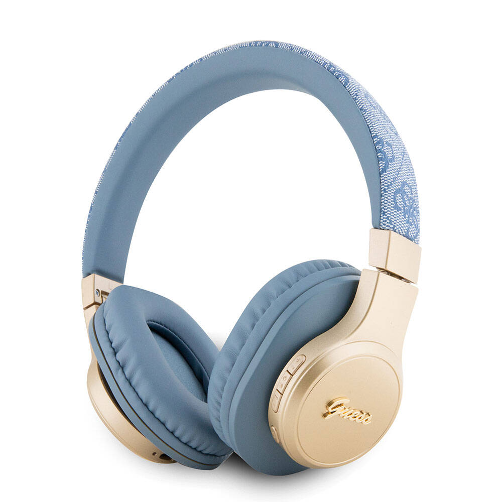 Guess Orjinal Lisanslı Script Gold Serisi Metal Yazı Logolu 4G Desenli Bluetooth Kulaklık Mavi