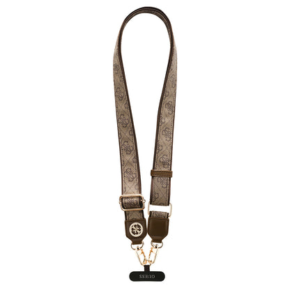 Guess Orjinal Lisanslı Taşlı 4G Metal Logolu Çapraz Vücut Telefon Askı Kayışı 150cm