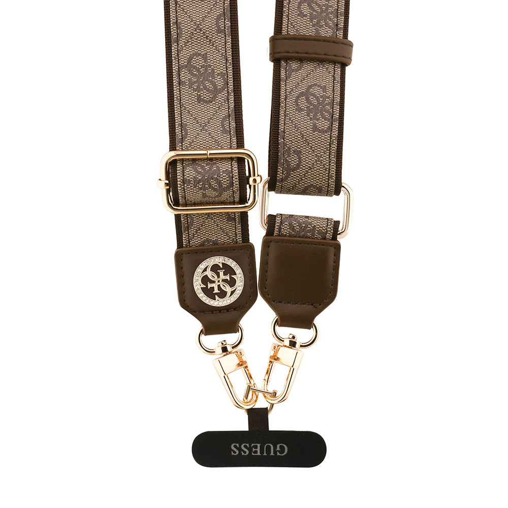 Guess Orjinal Lisanslı Taşlı 4G Metal Logolu Çapraz Vücut Telefon Askı Kayışı 150cm