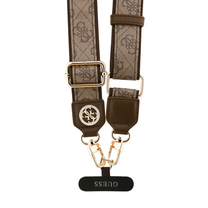 Guess Orjinal Lisanslı Taşlı 4G Metal Logolu Çapraz Vücut Telefon Askı Kayışı 150cm