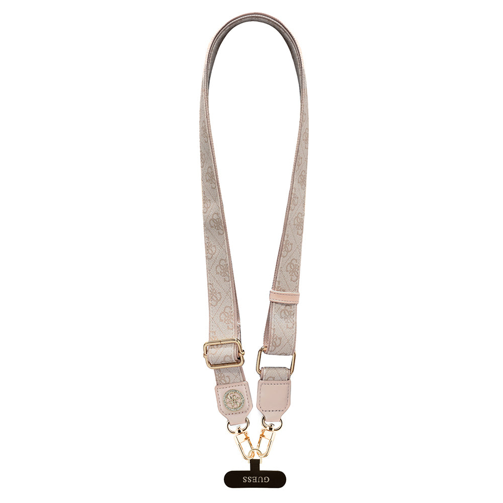 Guess Orjinal Lisanslı Taşlı 4G Metal Logolu Çapraz Vücut Telefon Askı Kayışı 150cm