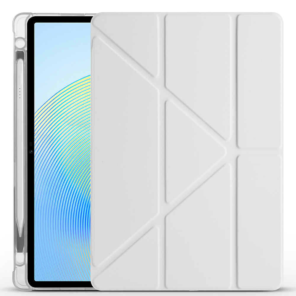 Honor Pad X8A Kılıf Zore Tri Folding Kalem Bölmeli Standlı Kılıf Gri