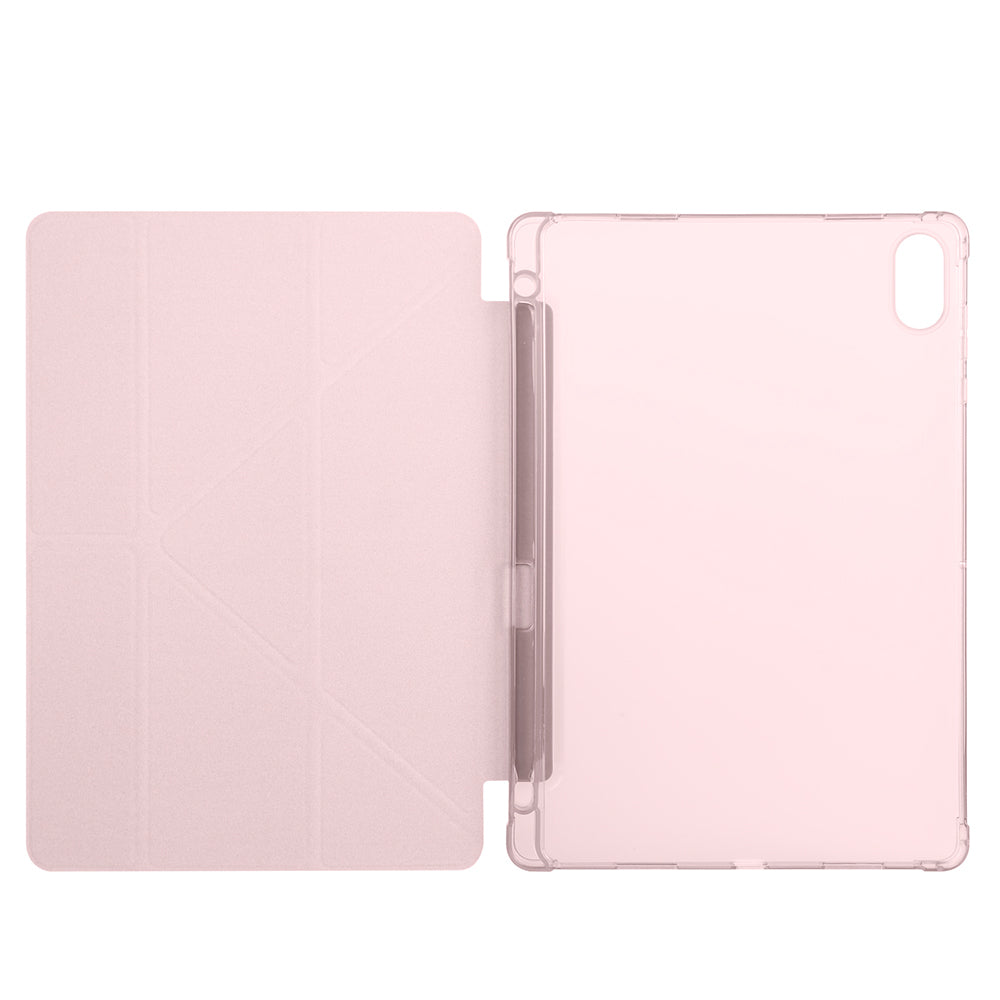 Honor Pad X8A Kılıf Zore Tri Folding Kalem Bölmeli Standlı Kılıf Rose Gold