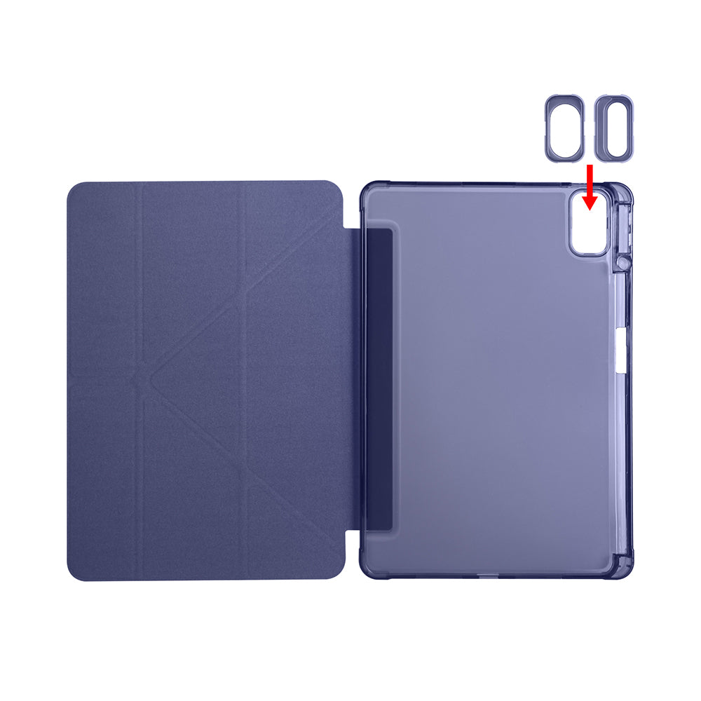Huawei Matepad SE 11 Kılıf Zore Tri Folding Kalem Bölmeli Standlı Kılıf Lacivert