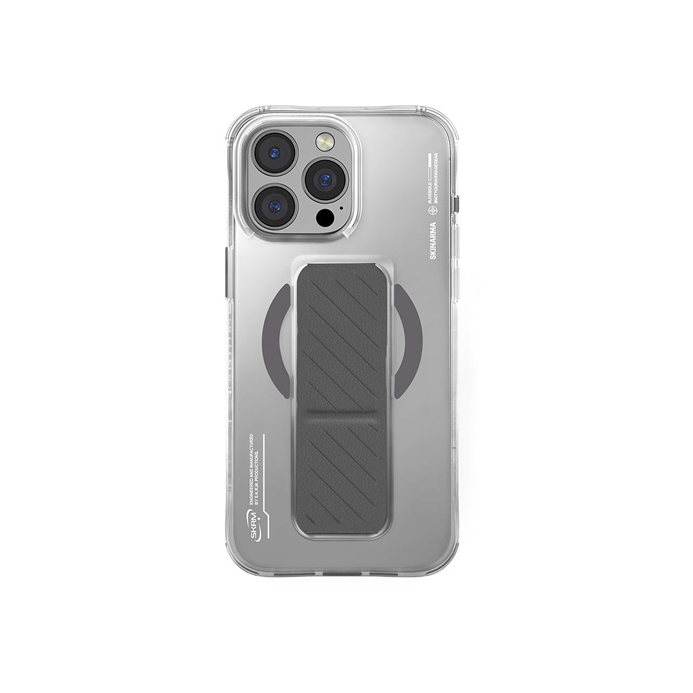 Apple iPhone 16 Pro Kılıf Magsafe Şarj Özellikli Teknoloji Desenli Standlı Skinarma Axon Kapak Titanyum