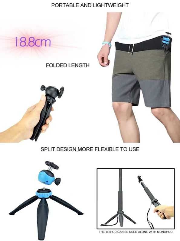 Jmary MT-20 Tripod 360 Derece Oynar Başlıklı Çok Yönlü Kısa Telefon Sabitleyici 16 cm