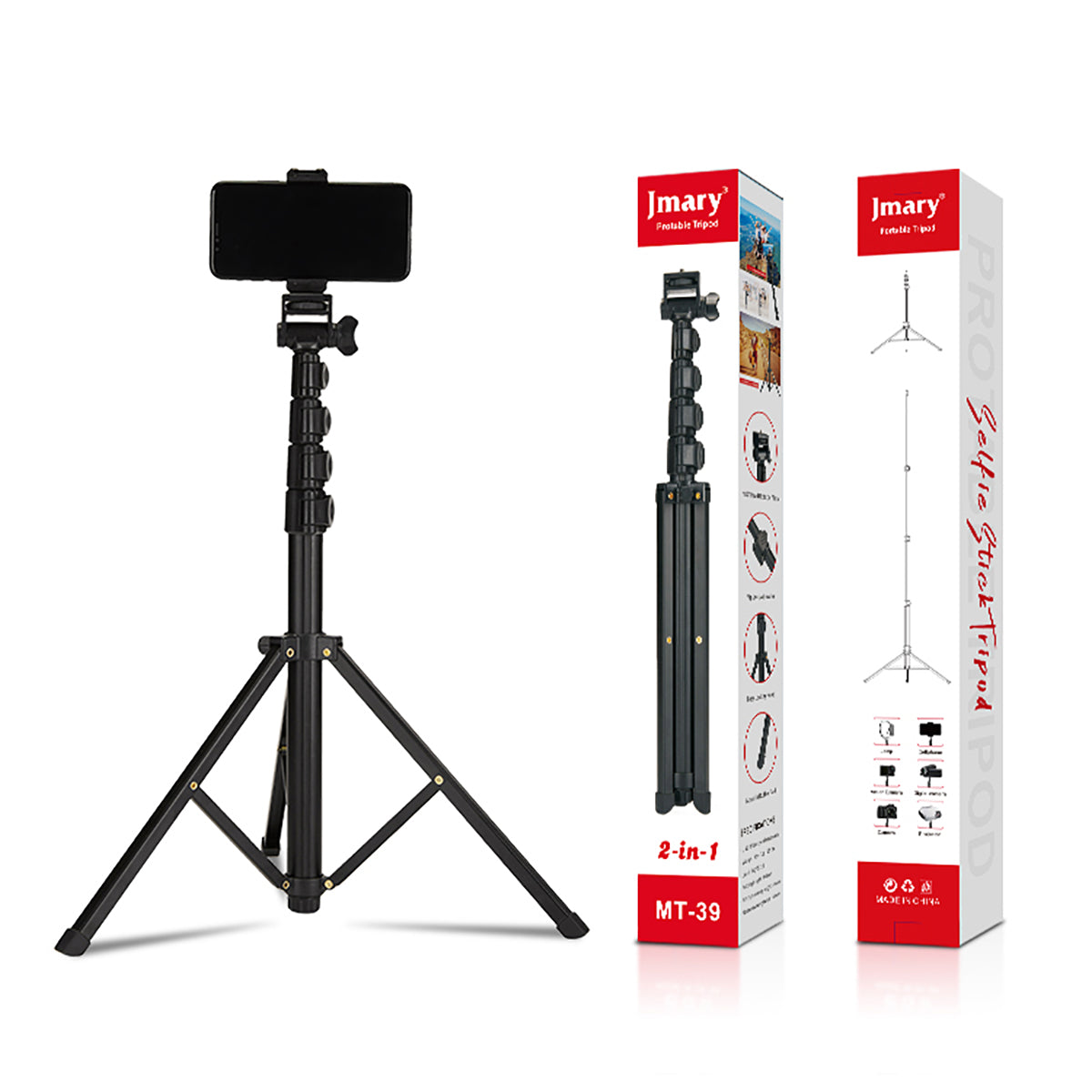 Jmary MT-39 5 Kademeli 153cm Fonksiyonel 2 in 1 Monopod 360 Derece Dönebilen Başlıklı Tripod Siyah