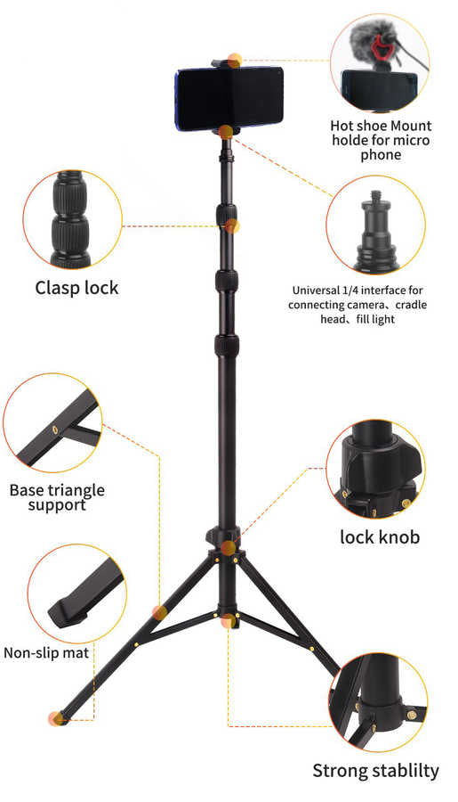 Jmary MT-45 Tripod 168 cm 360 Derece Dönebilen Başlık 3 Kademeli Yükseklik Ayarı