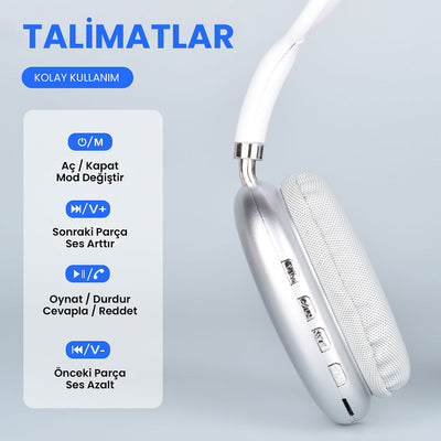 Lapas P10 Hi-Fi Ses Kalitesi Ayarlanabilir ve Katlanabilir Kulak Üstü Bluetooth Kulaklık Kırmızı
