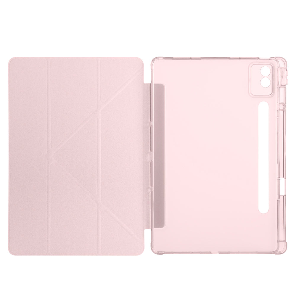 Lenovo Idea Tab Pro 12.7 TB-373FU Kılıf Zore Tri Folding Kalem Bölmeli Standlı Kılıf Rose Gold