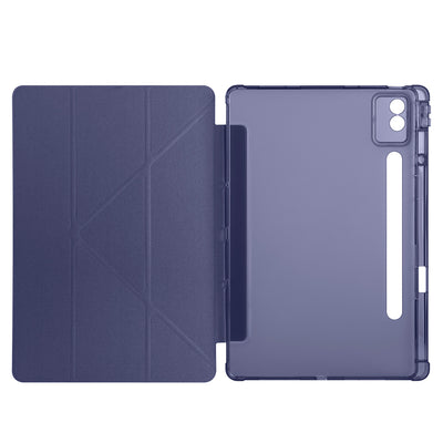 Lenovo Idea Tab Pro 12.7 TB-373FU Kılıf Zore Tri Folding Kalem Bölmeli Standlı Kılıf Mavi