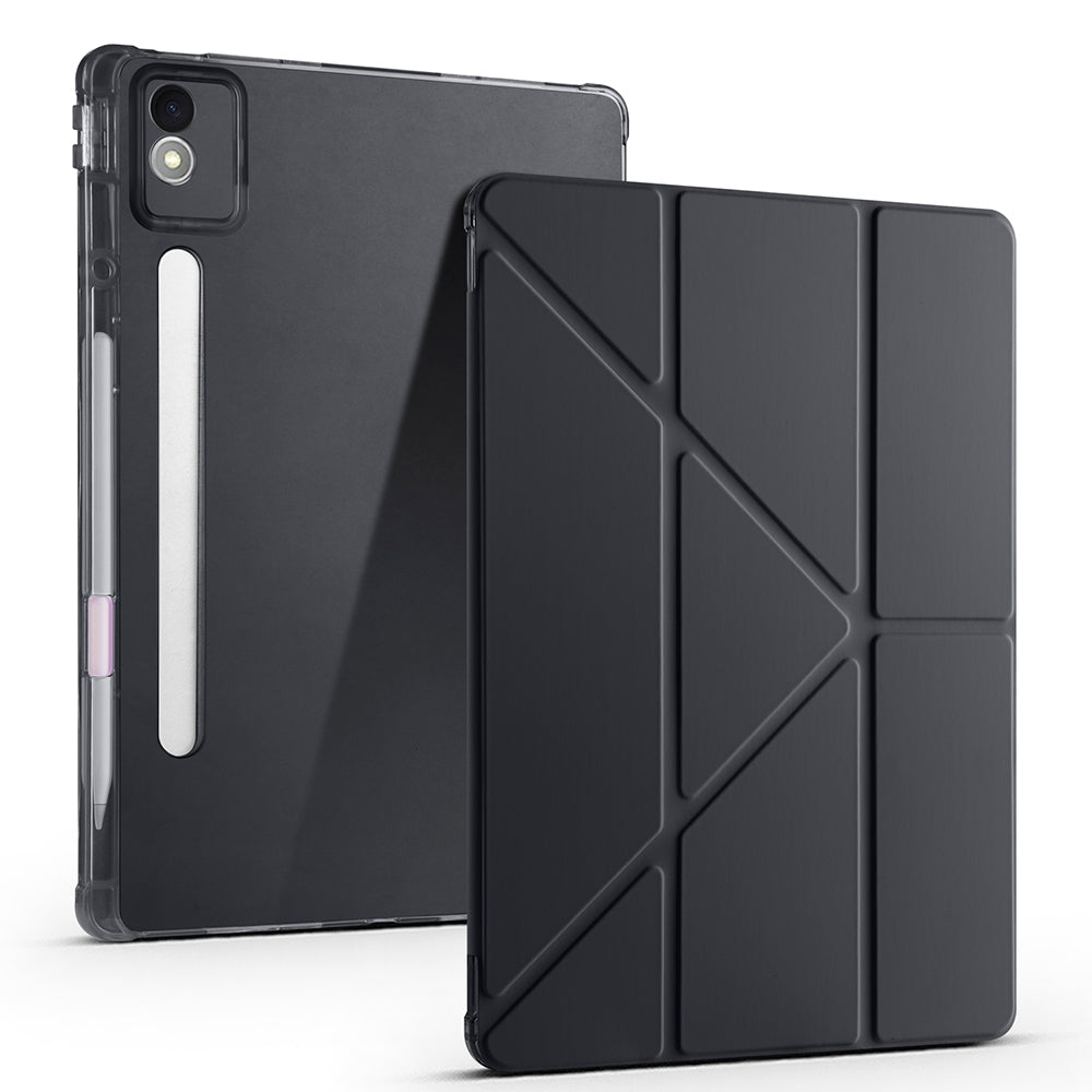 Lenovo Idea Tab Pro 12.7 TB-373FU Kılıf Zore Tri Folding Kalem Bölmeli Standlı Kılıf Siyah
