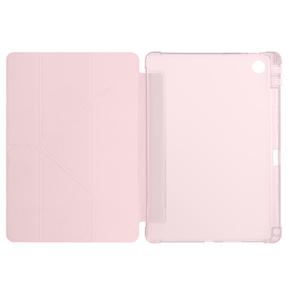 Lenovo Tab TB-311FU Kılıf Zore Tri Folding Kalem Bölmeli Standlı Kılıf Rose Gold