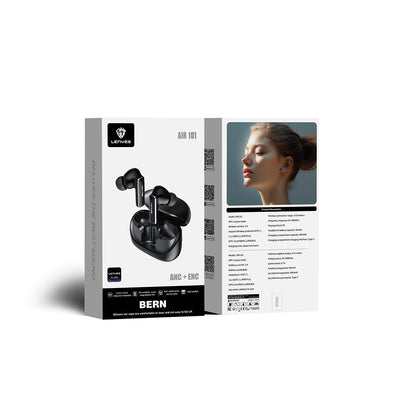 Lenyes Air 101 ANC Özellikli ENC Teknolojili Kulak İçi Bluetooth v5.4 Kulaklık Siyah