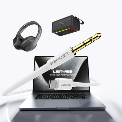 Lenyes AX102 Type-C to 3.5mm AUX Audio Kablo 1M Beyaz