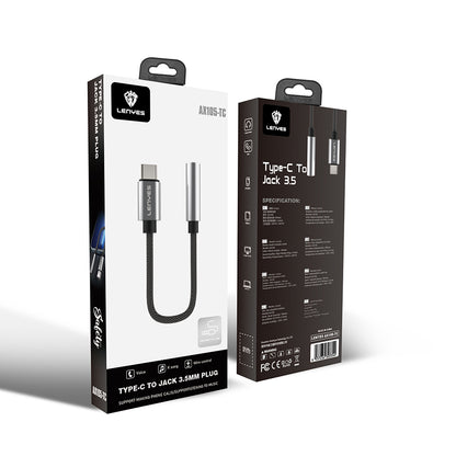 Lenyes AX105 Type-C to 3.5mm Aux Çevirici Örgülü Ses Adaptörü