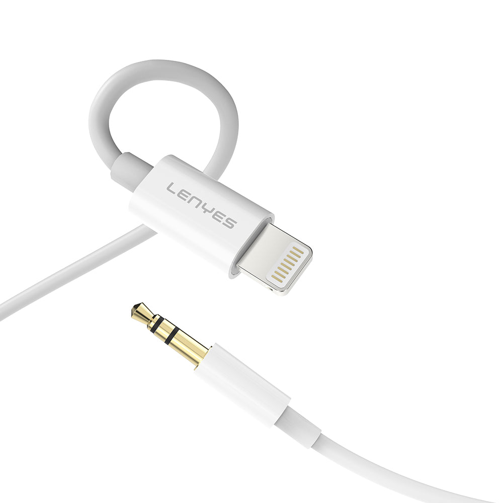 Lenyes AX106 Lightning to 3.5mm AUX Audio Kablo 1M Beyaz