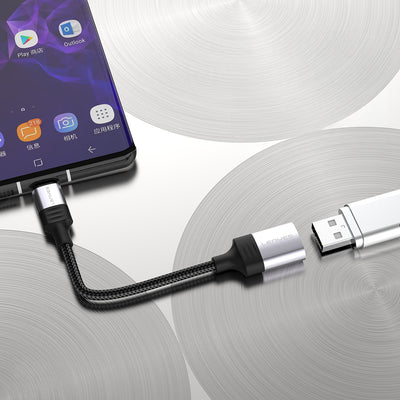 Lenyes AX122 USB to Type-C Dönüştürücü OTG Kablo Siyah