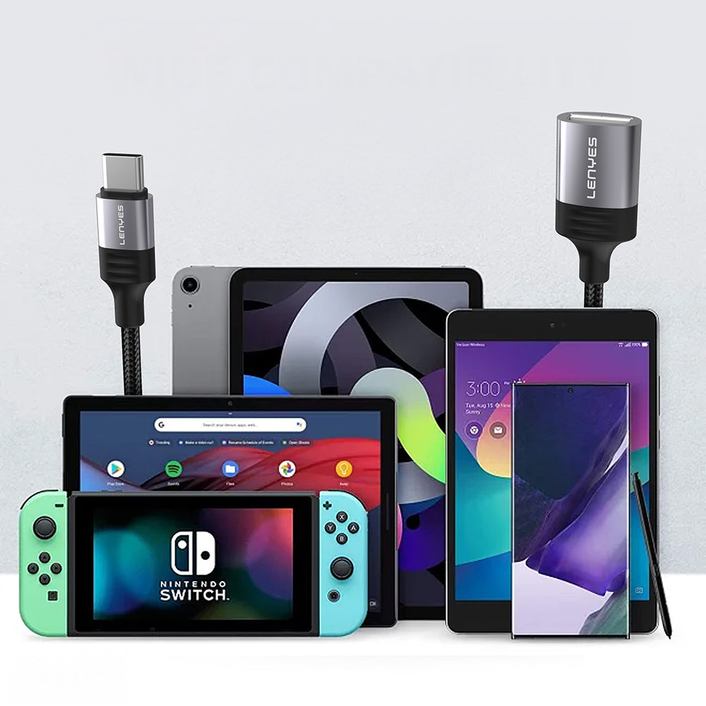 Lenyes AX122 USB to Type-C Dönüştürücü OTG Kablo Siyah