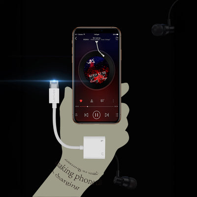 Lenyes AX92 Lightning to Lightning 2in1 Şarj ve Kulaklık Dönüştürücü Adaptör Beyaz