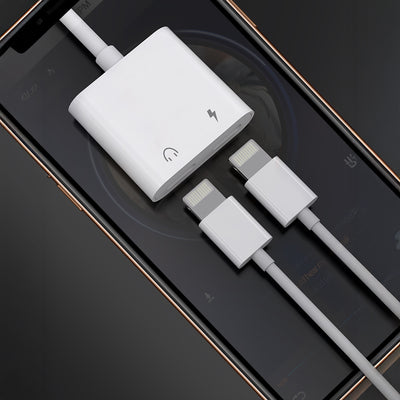 Lenyes AX92 Lightning to Lightning 2in1 Şarj ve Kulaklık Dönüştürücü Adaptör Beyaz