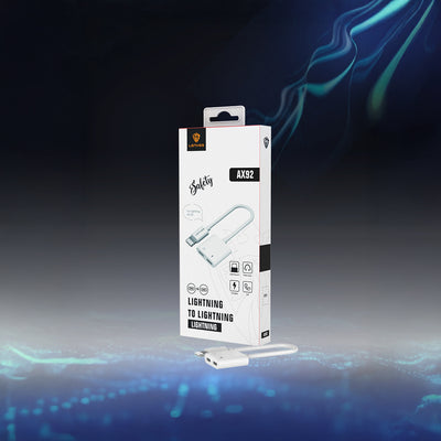 Lenyes AX92 Lightning to Lightning 2in1 Şarj ve Kulaklık Dönüştürücü Adaptör Beyaz