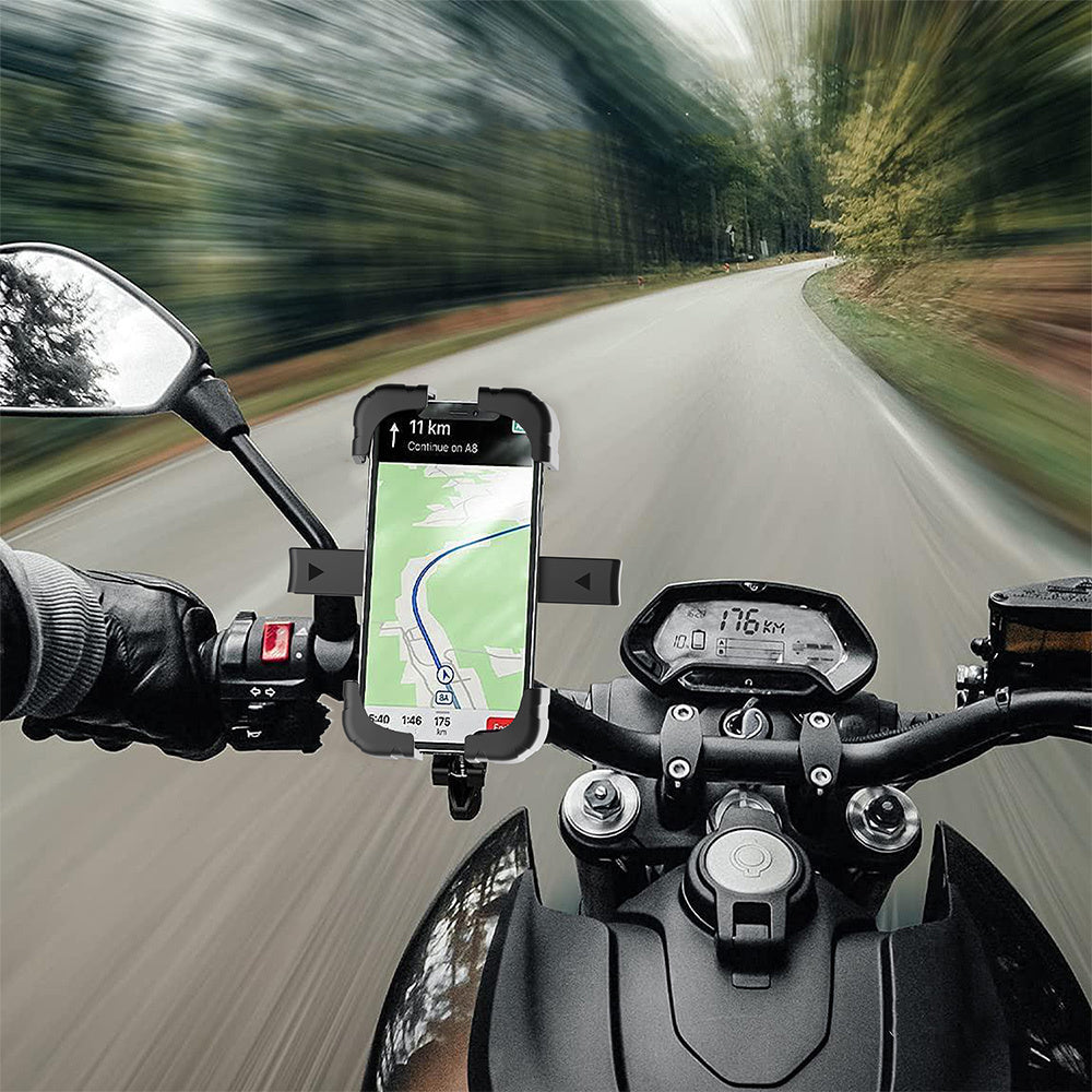Lenyes CR165 Sarsıntı Önleyici 360° Derece Dönebilen Ayarlanabilir Motosiklet ve Bisiklet Telefon Tutucu Siyah