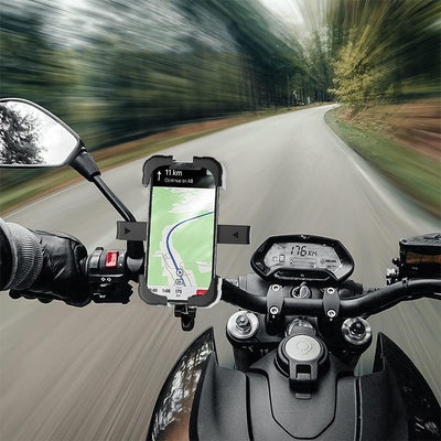 Lenyes CR165 Sarsıntı Önleyici 360° Derece Dönebilen Ayarlanabilir Motosiklet ve Bisiklet Telefon Tutucu Siyah