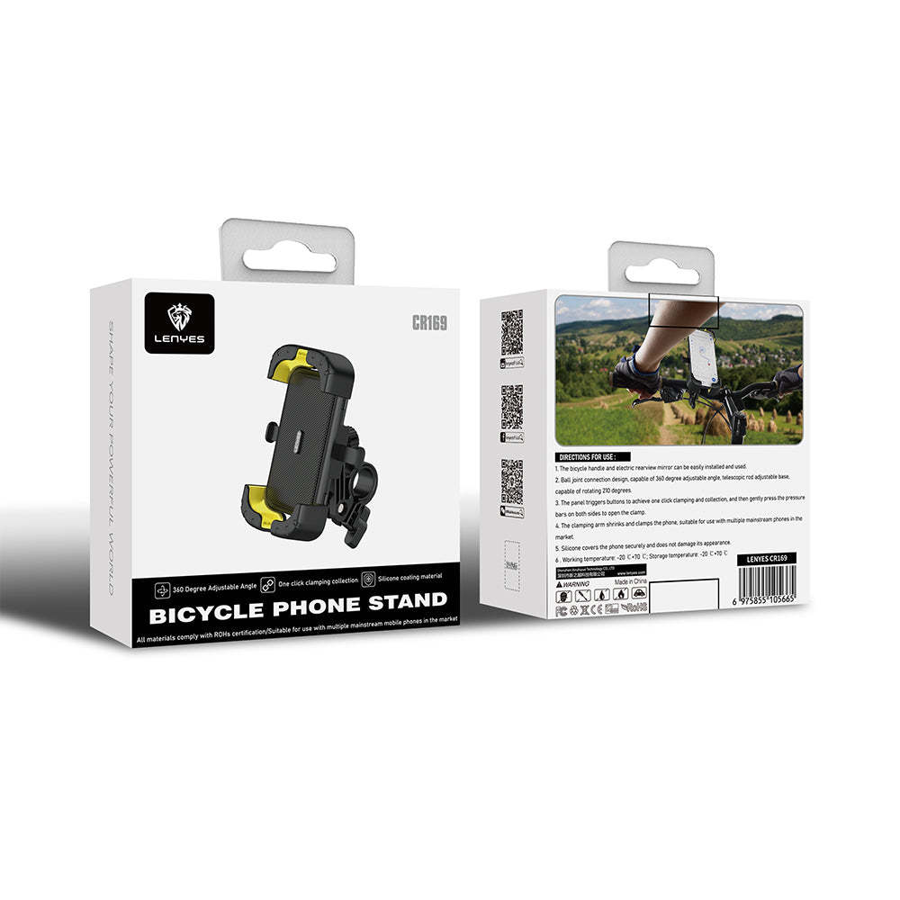Lenyes CR169 Sarsıntı Önleyici 360 Derece Ayarlanabilir Bisiklet ve Motosiklet Telefon Tutucu