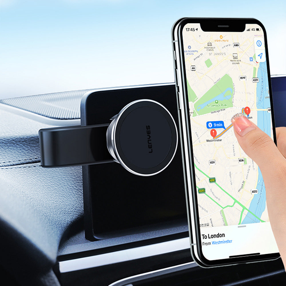 Lenyes CR171 Magnetik M-safe Uyumlu Bükülebilen Eğimi ve Düz Zemin Araç Telefon Tutucu