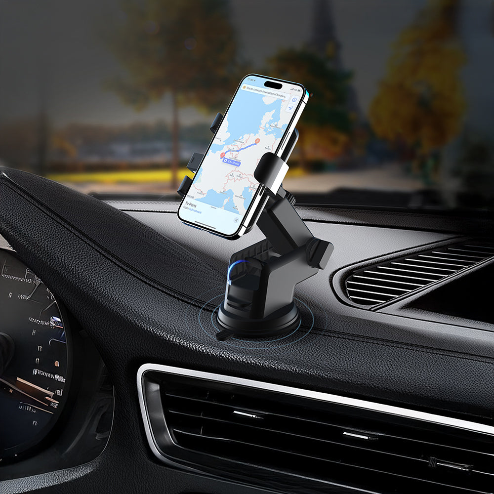 Lenyes CR195 Sarsıntı Önleyici 360° Derece Dönebilen Teleskopik Vantuzlu Tasarım Araç Telefon Tutucu