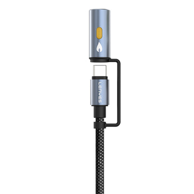 Lenyes LC111 Çoklu Şarj Kablolu Fener Ve Çakmaklık Özellikli 4in1 Kablo 60W 1M Gri