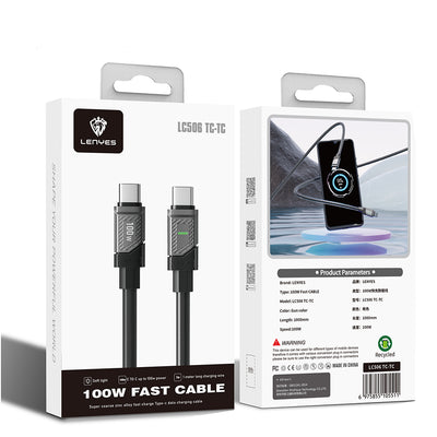 Lenyes LC506 Type-C to Type-C PD 100W Hızlı Şarj Özellikli Data ve Şarj Kablosu 1M Siyah